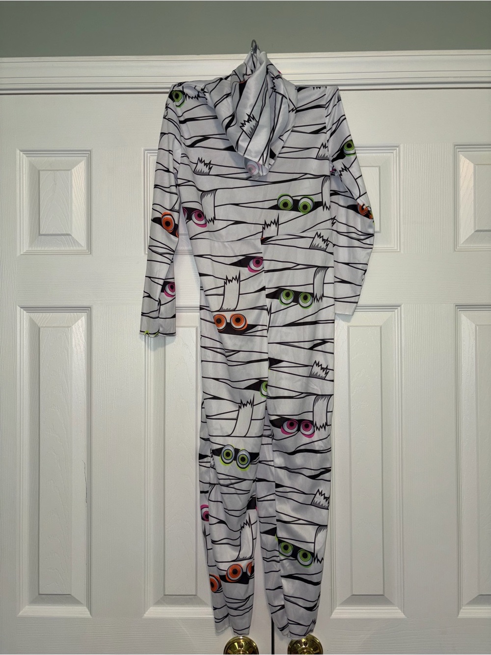 One piece mummy costume w attached hood kid size small